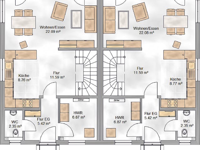 Massivhaus Graz von P & P Massivhaus Schlüsselfertig ab 279000€, Stadtvilla Grundriss 1