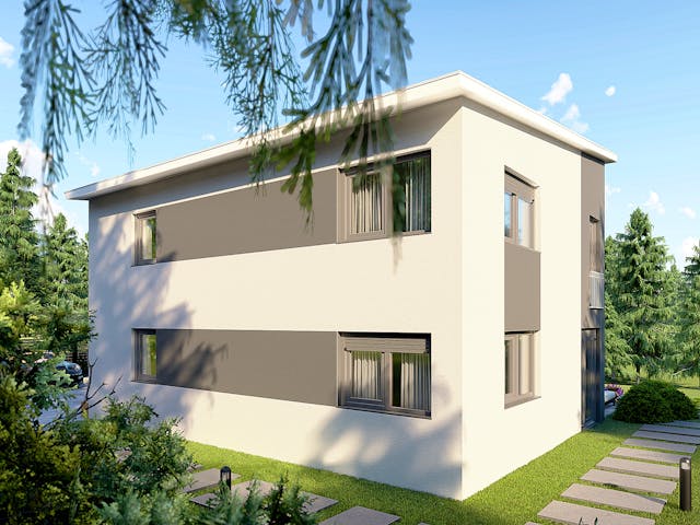 Massivhaus Kopenhagen von P & P Massivhaus Schlüsselfertig ab 338000€, Stadtvilla Außenansicht 2