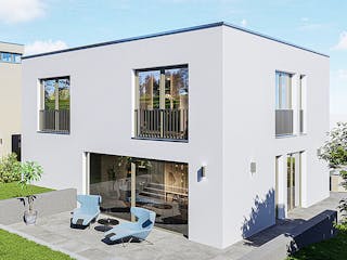 Massivhaus Lumi von P & P Massivhaus Schlüsselfertig ab 345000€, Cubushaus Außenansicht 1