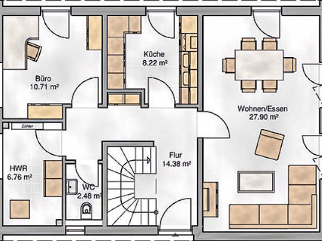 Massivhaus Milano von P & P Massivhaus Schlüsselfertig ab 322000€, Satteldach-Klassiker Grundriss 1