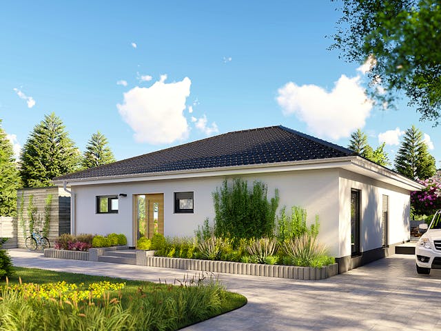 Massivhaus Nizza von P & P Massivhaus Schlüsselfertig ab 278000€, Bungalow Außenansicht 2