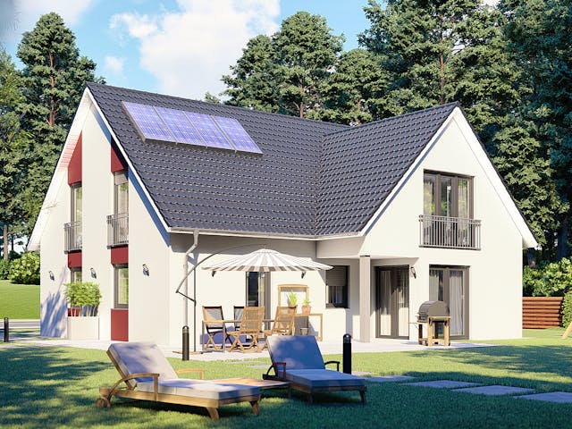 Massivhaus Oslo von P & P Massivhaus Schlüsselfertig ab 415000€, Satteldach-Klassiker Außenansicht 1 Massivhaus Oslo von P & P Massivhaus Schlüsselfertig ab 415000€, Satteldach-Klassiker Außenansicht 1