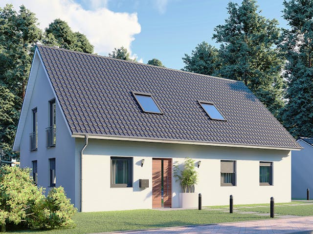 Massivhaus Oslo von P & P Massivhaus Schlüsselfertig ab 415000€, Satteldach-Klassiker Außenansicht 2