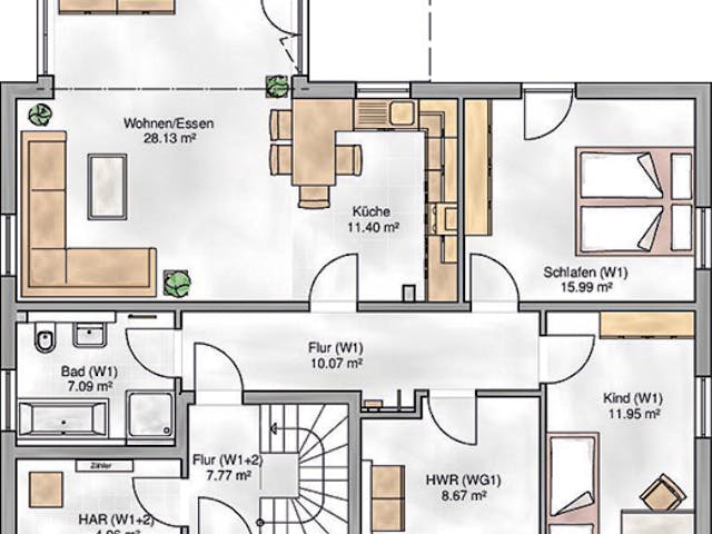 Massivhaus Oslo von P & P Massivhaus Schlüsselfertig ab 415000€, Satteldach-Klassiker Grundriss 1 Massivhaus Oslo von P & P Massivhaus Schlüsselfertig ab 415000€, Satteldach-Klassiker Grundriss 1