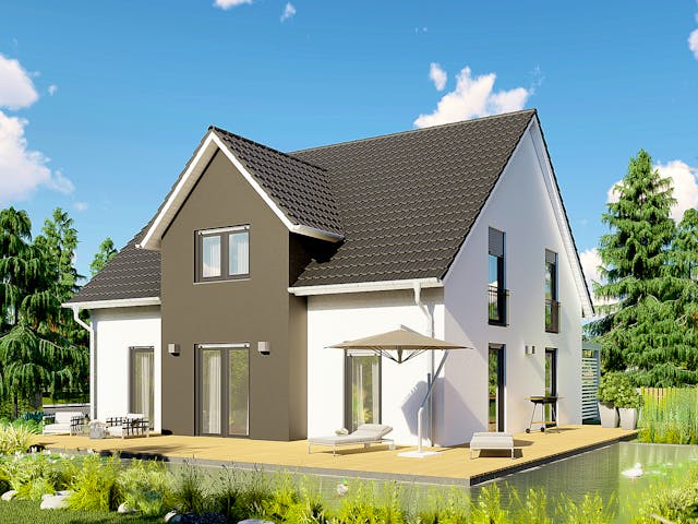 Massivhaus Pisa von P & P Massivhaus Schlüsselfertig ab 339000€, Satteldach-Klassiker Außenansicht 1 Massivhaus Pisa von P & P Massivhaus Schlüsselfertig ab 339000€, Satteldach-Klassiker Außenansicht 1