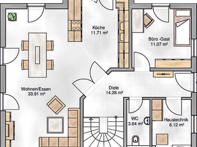 Massivhaus Pisa von P & P Massivhaus Schlüsselfertig ab 339000€, Satteldach-Klassiker Grundriss 1 Massivhaus Pisa von P & P Massivhaus Schlüsselfertig ab 339000€, Satteldach-Klassiker Grundriss 1