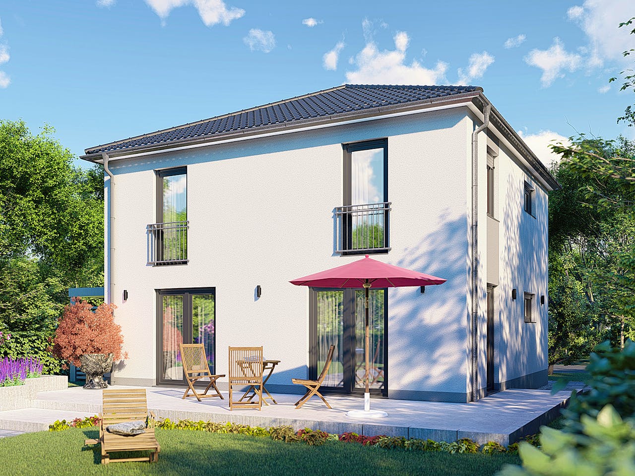 Massivhaus Siena von P & P Massivhaus Schlüsselfertig ab 299000€, Stadtvilla Außenansicht 1