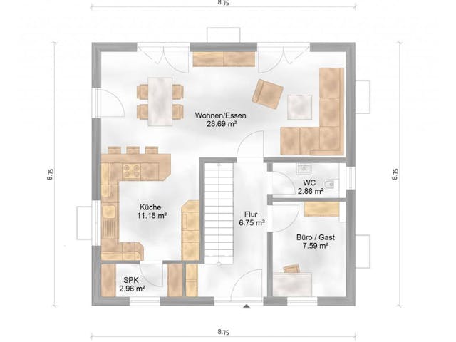 Massivhaus Siena von P & P Massivhaus Schlüsselfertig ab 299000€, Stadtvilla Grundriss 1 Massivhaus Siena von P & P Massivhaus Schlüsselfertig ab 299000€, Stadtvilla Grundriss 1