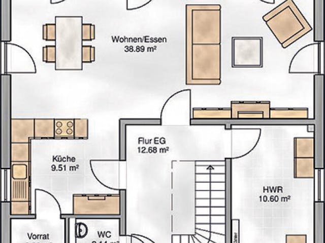Massivhaus Trento von P & P Massivhaus Schlüsselfertig ab 299000€, Satteldach-Klassiker Grundriss 1 Massivhaus Trento von P & P Massivhaus Schlüsselfertig ab 299000€, Satteldach-Klassiker Grundriss 1