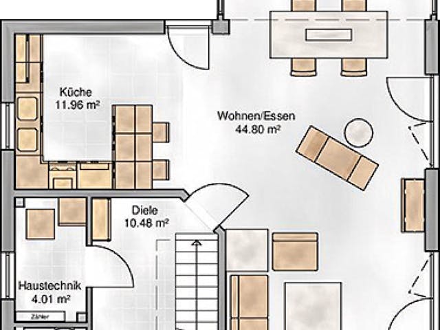 Massivhaus Verona von P & P Massivhaus Schlüsselfertig ab 309500€, Satteldach-Klassiker Grundriss 1