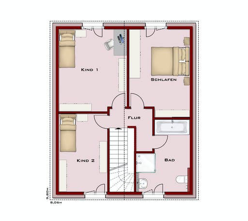Massivhaus Q1 SAPHIR von Q-Logic…Wohncompany, Satteldach-Klassiker Grundriss 2