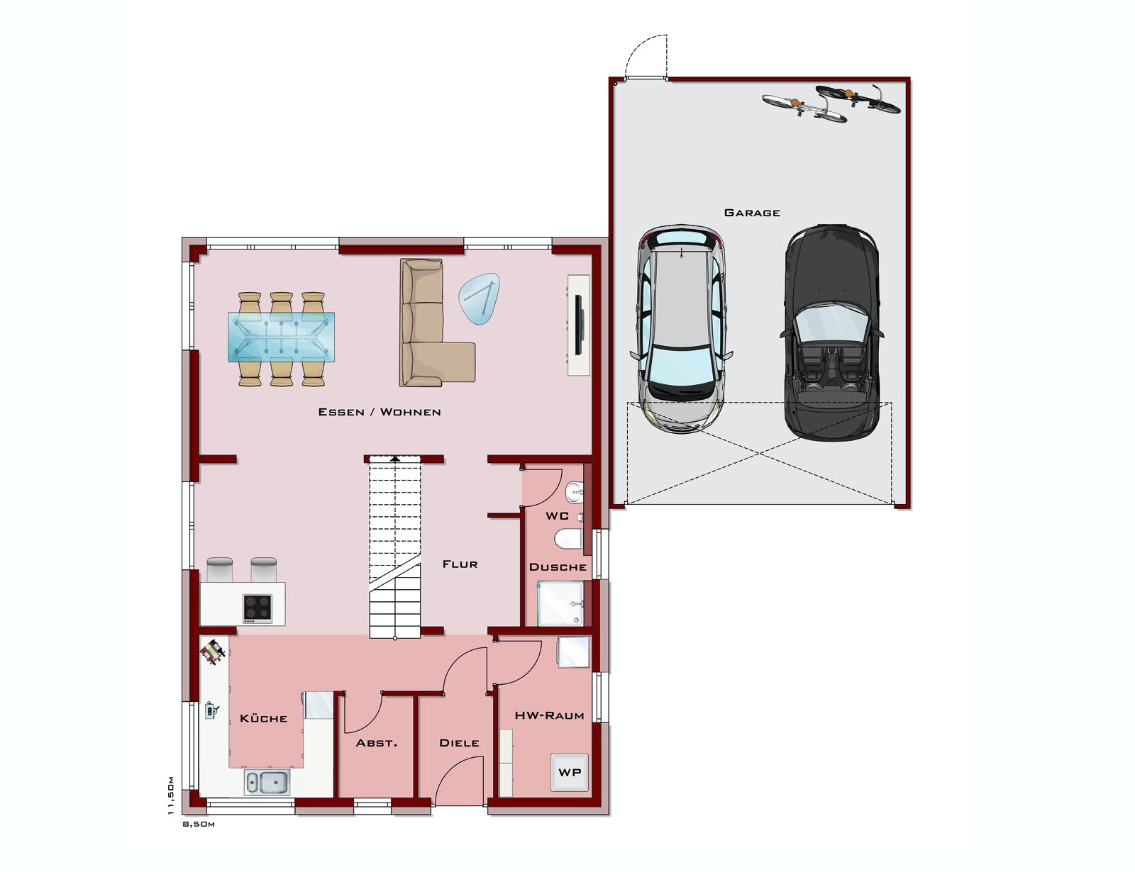 Massivhaus Q5 VILLA VARIA von Q-Logic…Wohncompany, Satteldach-Klassiker Grundriss 1