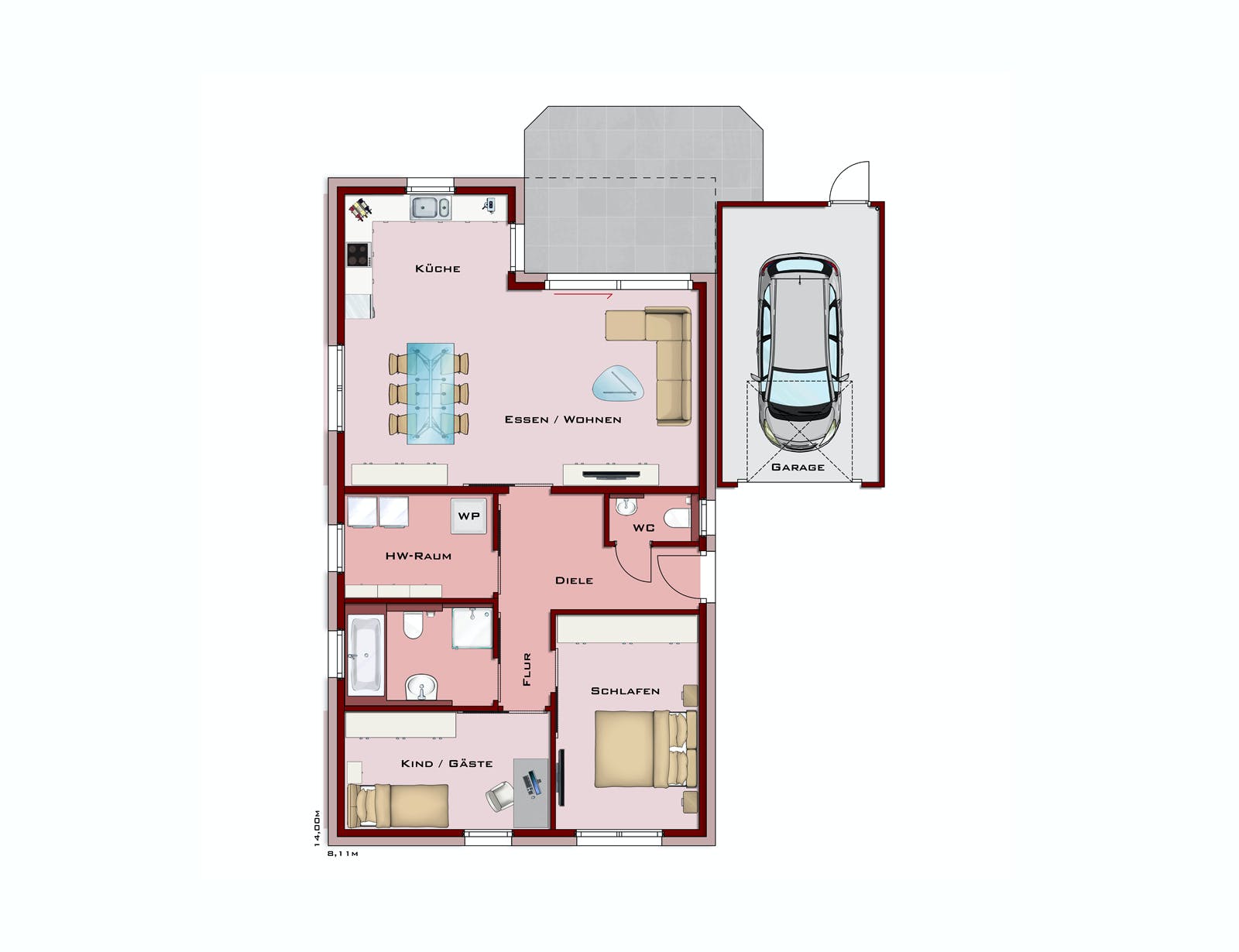 Massivhaus Q6 CONCEPT von Q-Logic…Wohncompany, Bungalow Grundriss 1