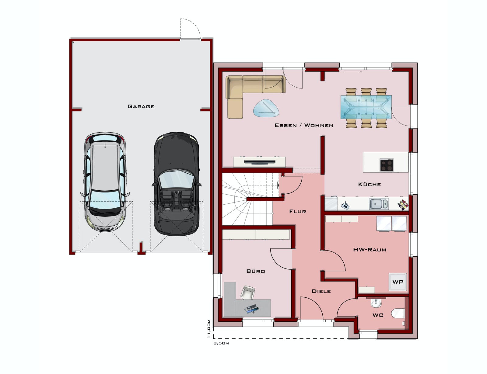 Massivhaus Q8 Family@work XL von Q-Logic…Wohncompany, Stadtvilla Grundriss 1