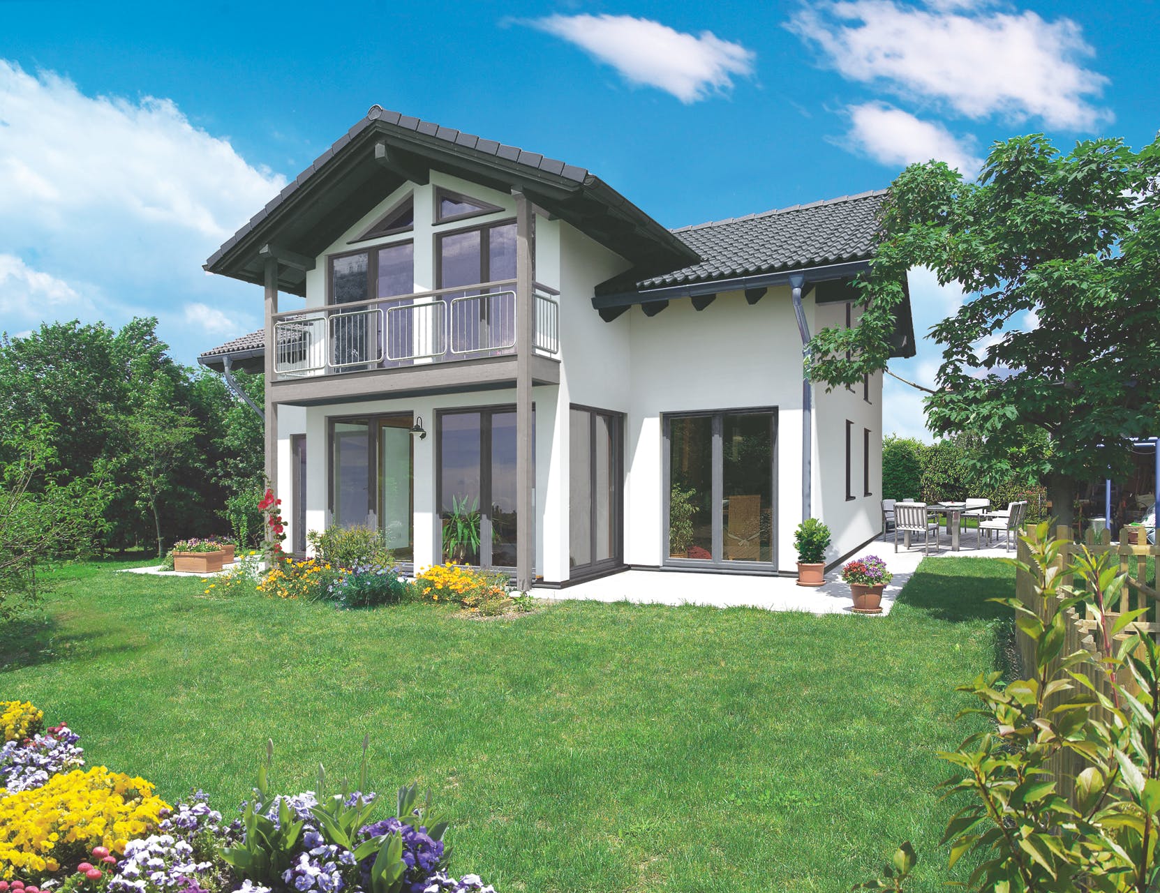 Fertighaus Felico von FINGERHUT-HAUS Schlüsselfertig ab 496416€, Satteldach-Klassiker Außenansicht 2