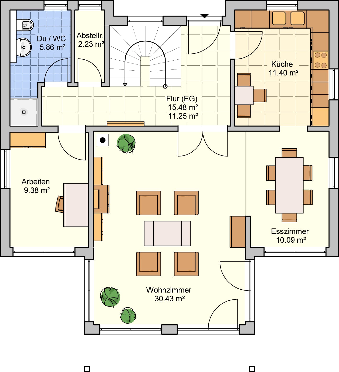 Fertighaus Felico von FINGERHUT-HAUS Schlüsselfertig ab 496416€, Satteldach-Klassiker Grundriss 1