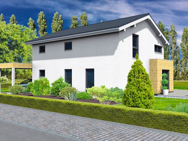 Fertighaus Balance von Fingerhut Haus Schlüsselfertig ab 463021€, Satteldach-Klassiker Außenansicht 2