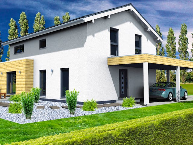 Fertighaus Balance von Fingerhut Haus Schlüsselfertig ab 463021€, Satteldach-Klassiker Außenansicht 3