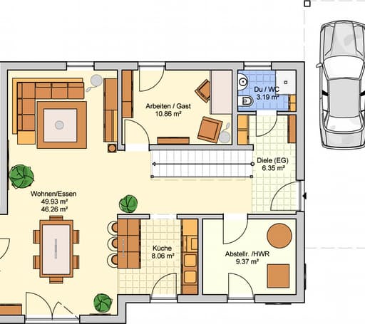 Fertighaus Balance von Fingerhut Haus Schlüsselfertig ab 416910€, Satteldach-Klassiker Grundriss 1