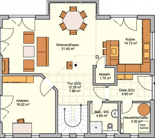 Fertighaus Elarie von Fingerhut Haus Schlüsselfertig ab 416423€, Satteldach-Klassiker Grundriss 1
