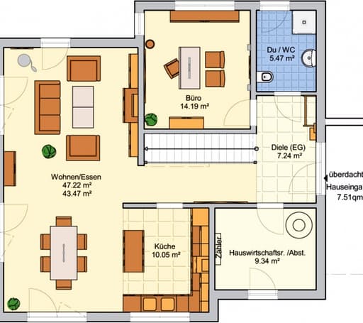 Fertighaus Mannheim von Fingerhut Haus Schlüsselfertig ab 447917€, Satteldach-Klassiker Grundriss 1