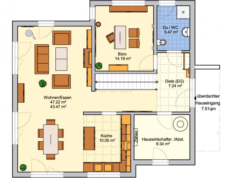 Fertighaus Mannheim von FINGERHUT-HAUS Schlüsselfertig ab 501713€, Satteldach-Klassiker Grundriss 1
