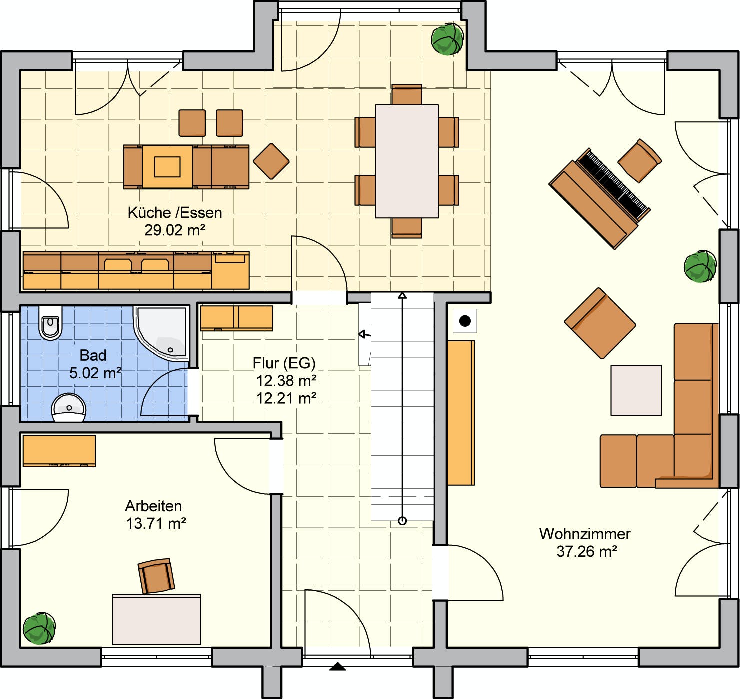Fertighaus Erlangen von FINGERHUT-HAUS Schlüsselfertig ab 547210€, Satteldach-Klassiker Grundriss 1