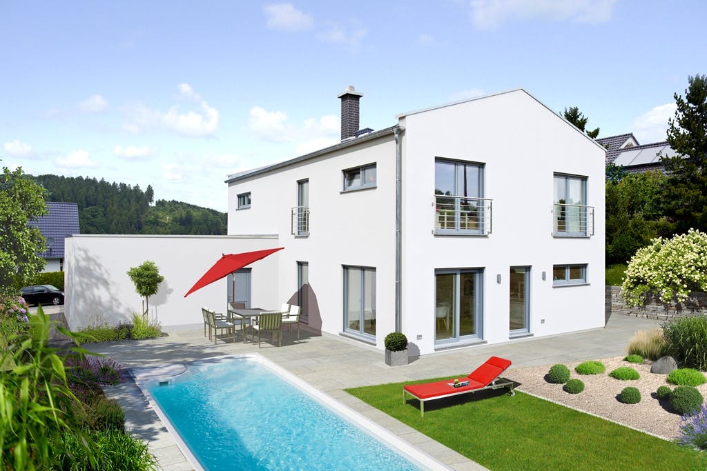 Fertighaus Arbaro von FINGERHUT-HAUS Schlüsselfertig ab 575381€, Satteldach-Klassiker Außenansicht 2