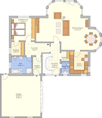 Fertighaus Sentempa von Fingerhut Haus Schlüsselfertig ab 462035€, Satteldach-Klassiker Grundriss 1