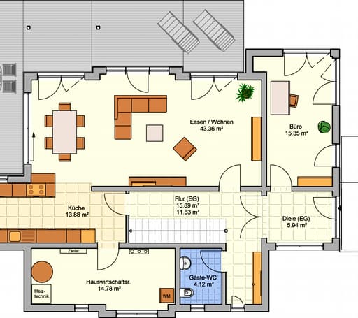 Fertighaus Wuppertal von Fingerhut Haus Schlüsselfertig ab 543203€, Satteldach-Klassiker Grundriss 1