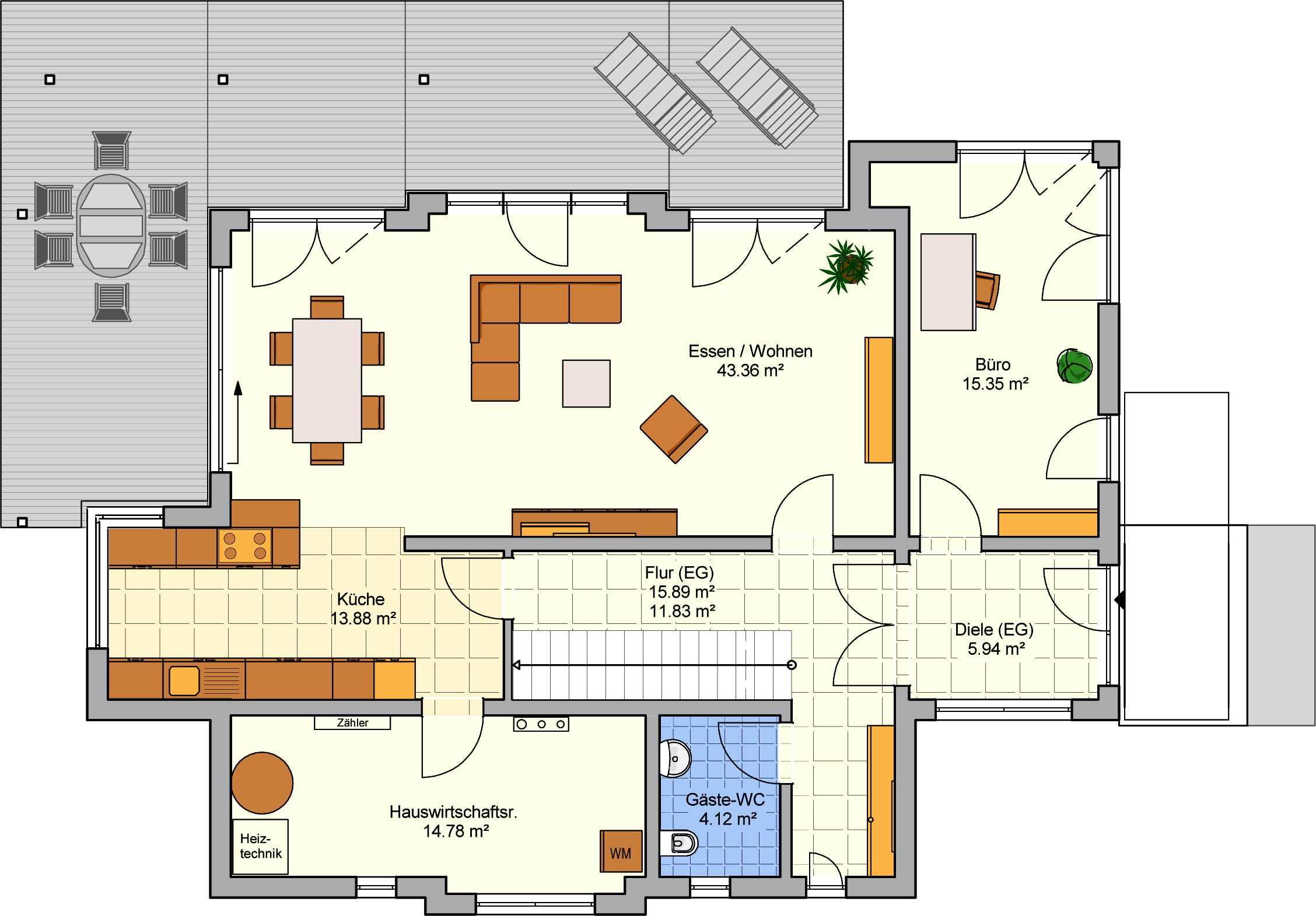 Fertighaus Wuppertal von FINGERHUT-HAUS Schlüsselfertig ab 528627€, Satteldach-Klassiker Grundriss 1