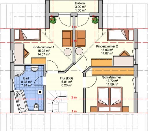 Fertighaus Neunkhausen von Fingerhut Haus Schlüsselfertig ab 403093€, Satteldach-Klassiker Grundriss 2