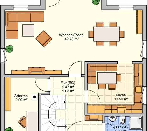 Fertighaus Neunkhausen von Fingerhut Haus Schlüsselfertig ab 403093€, Satteldach-Klassiker Grundriss 1
