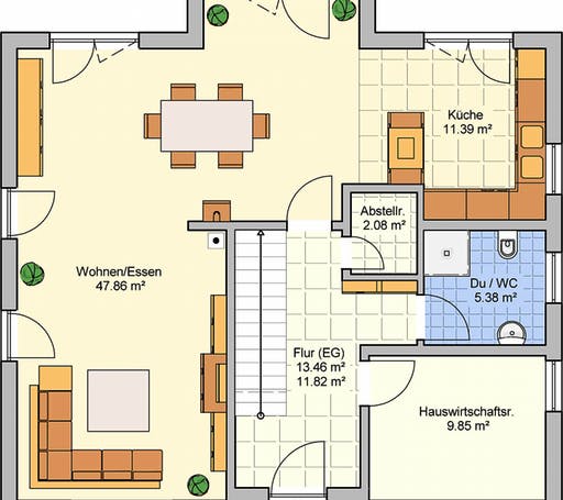 Fertighaus Locca von Fingerhut Haus Schlüsselfertig ab 429615€, Satteldach-Klassiker Grundriss 1