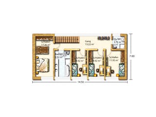 Fertighaus Rahn von Holzhaus Roßkopf Schlüsselfertig ab 298000€, Satteldach-Klassiker Grundriss 2