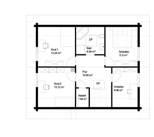 Blockhaus Rappenau von Rems-Murr-Holzhaus Schlüsselfertig ab 407000€, Blockhaus Grundriss 2