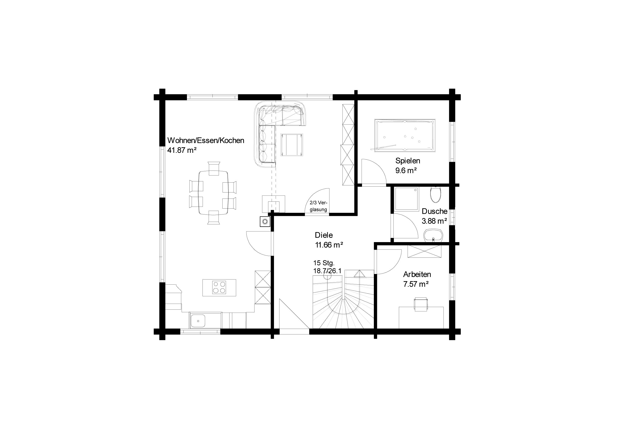 Blockhaus Rappenau von Rems-Murr-Holzhaus Schlüsselfertig ab 495000€, Blockhaus Grundriss 1