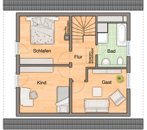 Massivhaus Raumwunder 100 - Süd (out) von Town & Country Haus Deutschland Schlüsselfertig ab 185010€, Grundriss 1