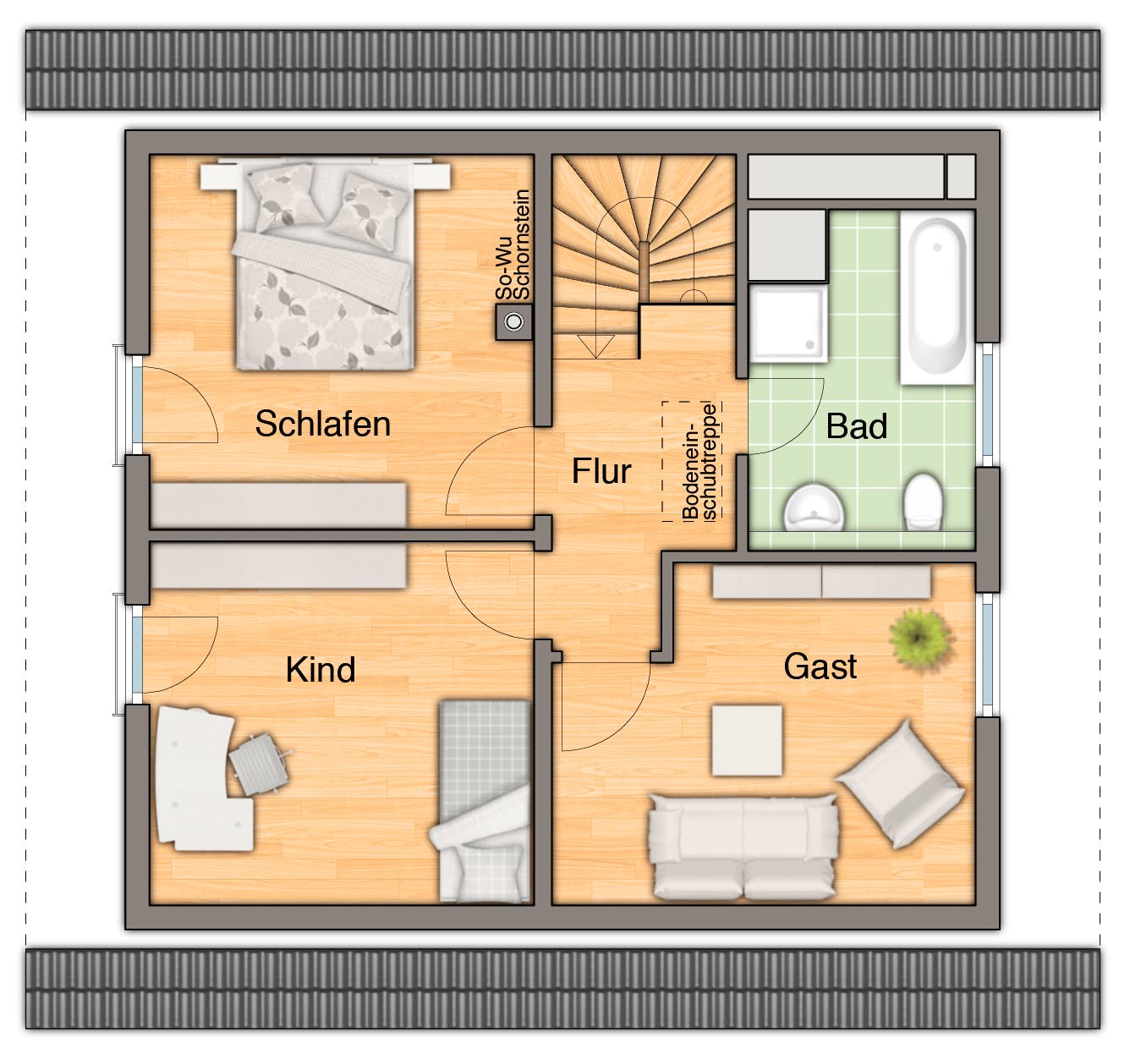 Massivhaus Raumwunder 100 - Süd (out) von Town & Country Haus Deutschland Schlüsselfertig ab 198750€, Grundriss 1