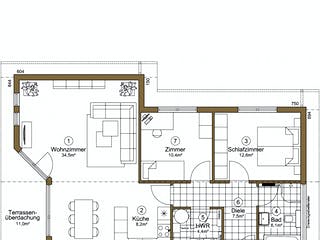Fertighaus Bornholm  84+11 von EBK Haus, Bungalow Grundriss 1