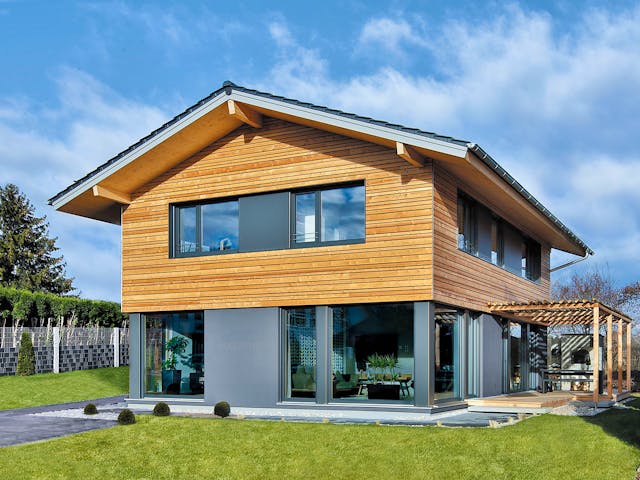Fertighaus Heidi von Regnauer Hausbau Schlüsselfertig ab 549475€, Satteldach-Klassiker Außenansicht 1