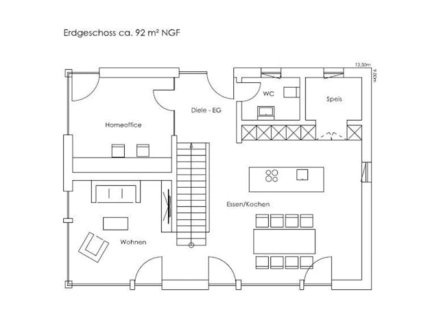 Fertighaus Heidi von Regnauer Hausbau Schlüsselfertig ab 549475€, Satteldach-Klassiker Grundriss 1