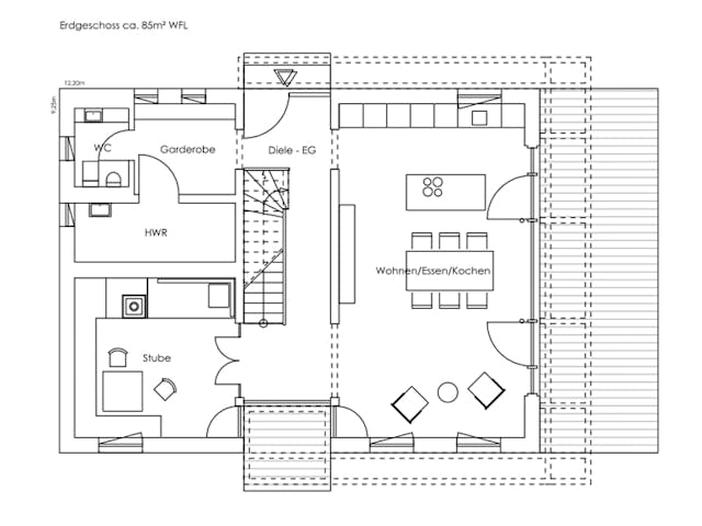 Fertighaus Liesl von Regnauer Hausbau Schlüsselfertig ab 609345€, Satteldach-Klassiker Grundriss 1