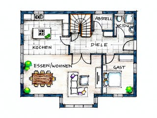 Blockhaus Chiemsee von Rems-Murr-Holzhaus Ausbauhaus ab 397540€, Blockhaus Grundriss 1