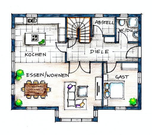 Blockhaus Chiemsee von Rems-Murr-Holzhaus Schlüsselfertig ab 494000€, Blockhaus Grundriss 1