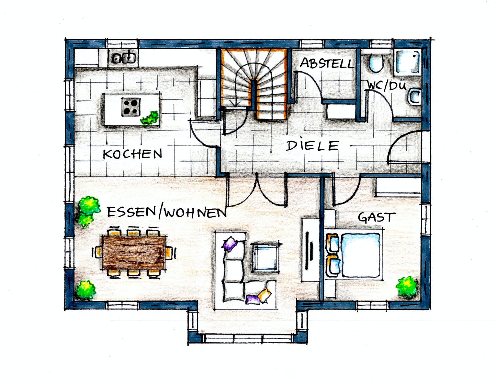 Blockhaus Chiemsee von Rems-Murr-Holzhaus Schlüsselfertig ab 590000€, Blockhaus Grundriss 1