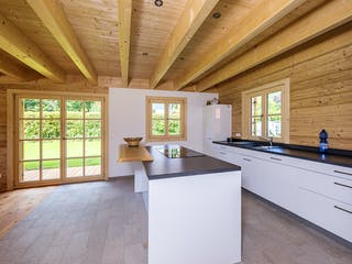Blockhaus Chiemsee von Rems-Murr-Holzhaus Ausbauhaus ab 397540€, Blockhaus Innenansicht 1