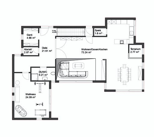 Fertighaus Ibiza von Rems-Murr-Holzhaus Schlüsselfertig ab 535000€, Pultdachhaus Grundriss 1