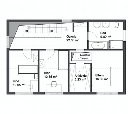 Fertighaus Korntal von Rems-Murr-Holzhaus Schlüsselfertig ab 385000€, Satteldach-Klassiker Grundriss 2