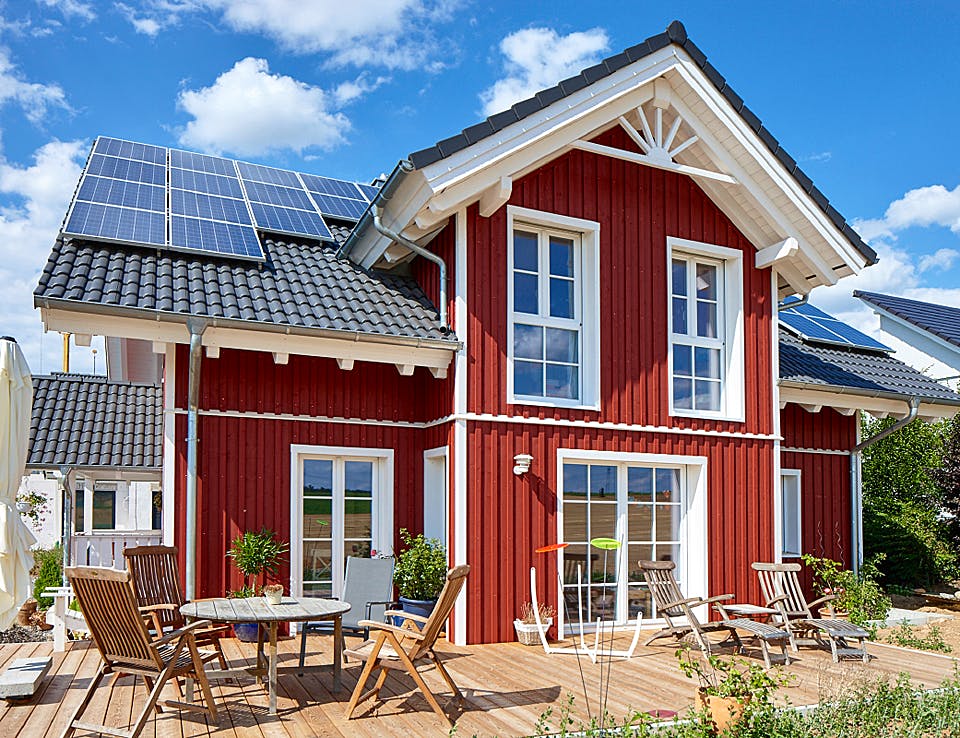 Blockhaus Oedheim von Rems-Murr-Holzhaus Schlüsselfertig ab 453000€, Blockhaus Außenansicht 1